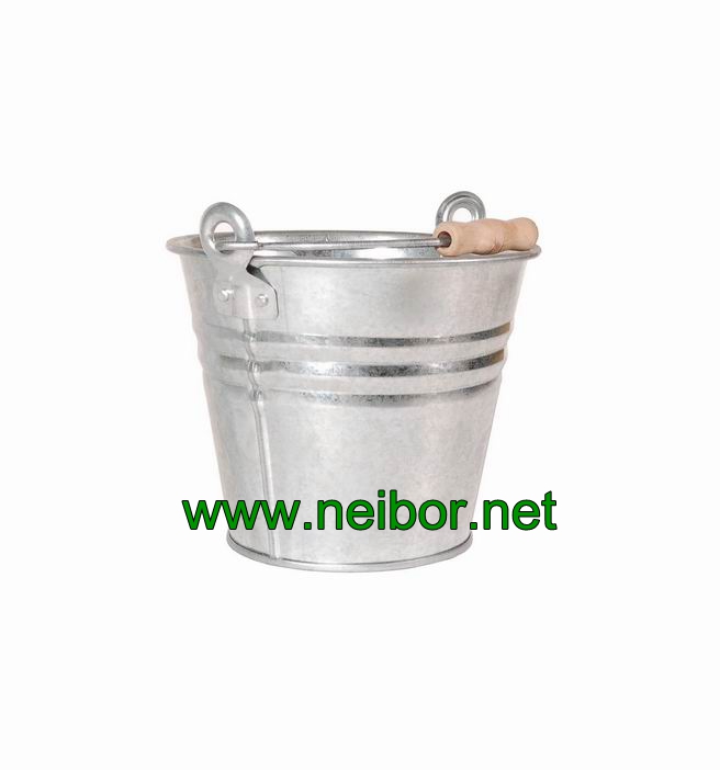 galvanized buckets with wooden grip 5Litres