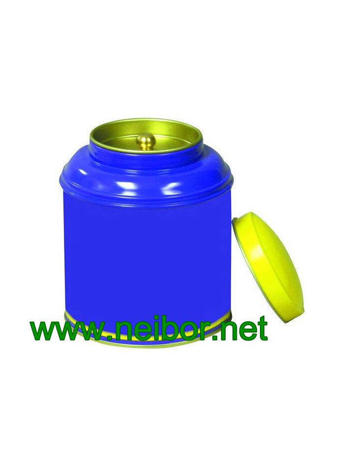 airtight metal tea tin box with double lid