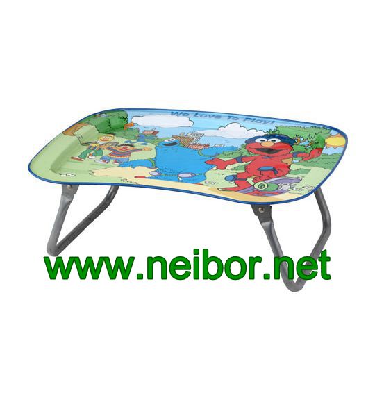 metal tin tray table with foldable pedestal