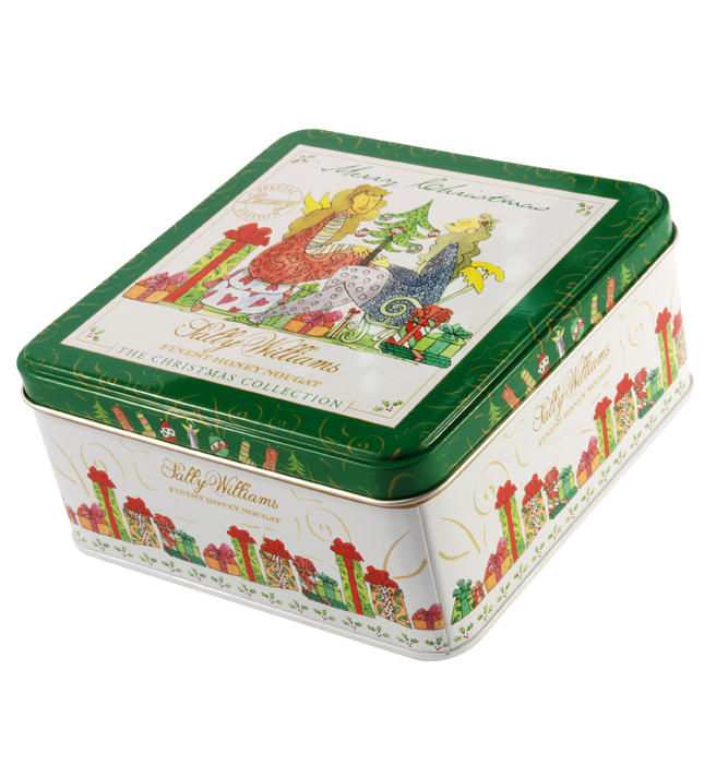 square christmas tin box