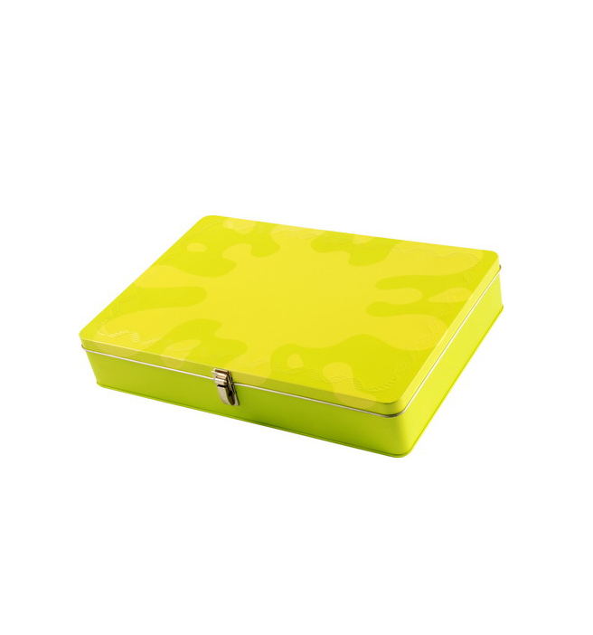 rectangular tin box with lock
