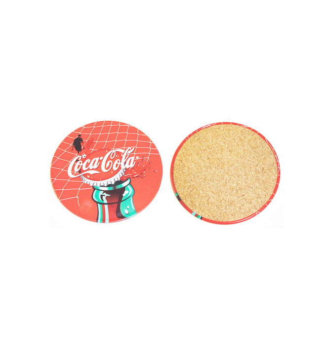 promotional metal tin coaster with cork in round shape