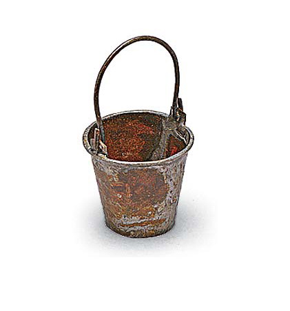 rusty miniature metal bucket