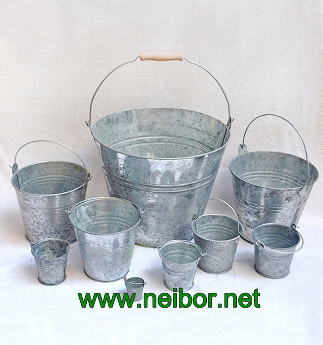 Vintage metal buckets in stock