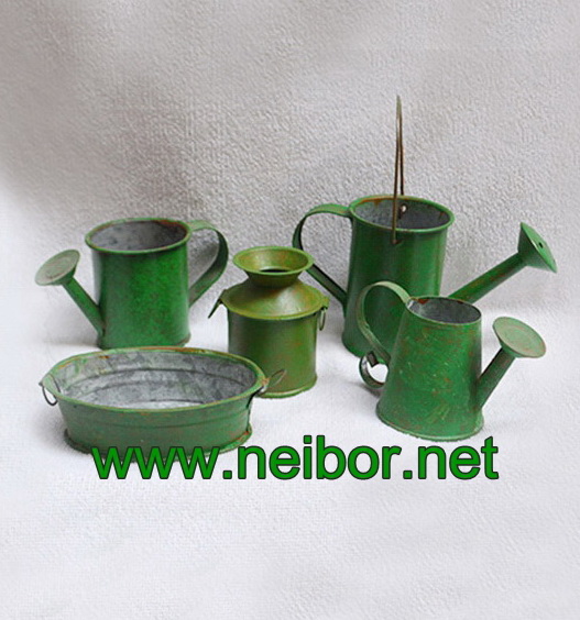 vintage metal flower pots