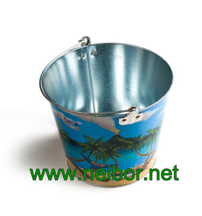 CMYK 4C custom printing galvanized ice bucket