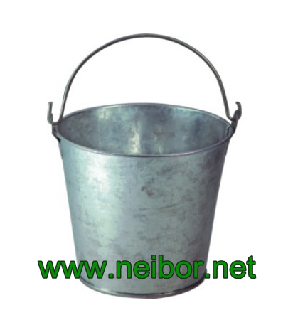 galvanized bucket with metal wire handle