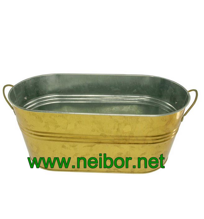 metallic gold color galvanized oval tub basin
