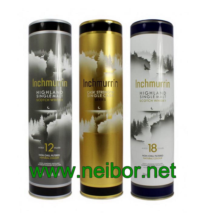 Round tall tin can for Whisky packaging Wine Can