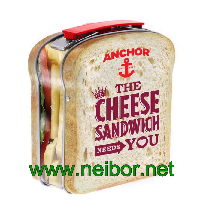 Sandwich shape tin lunch box