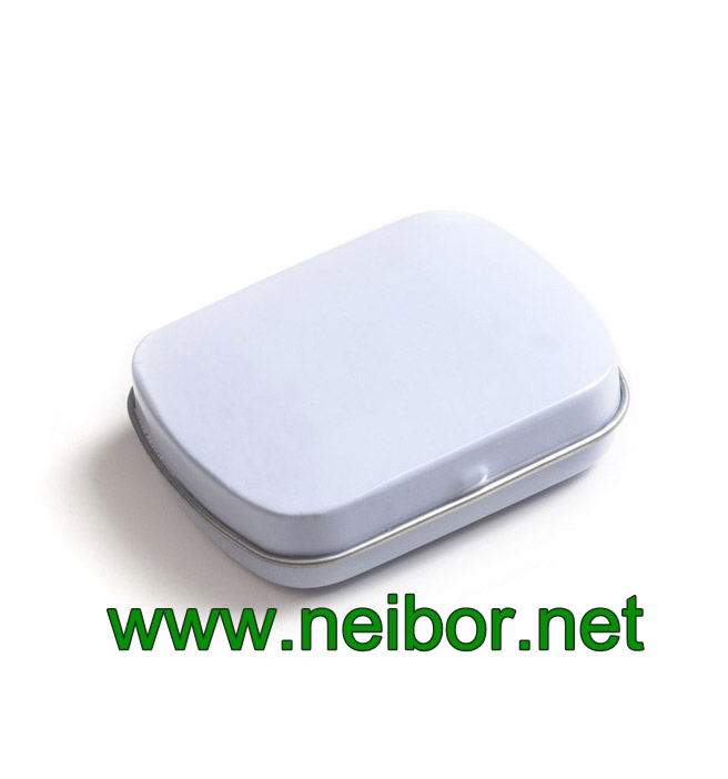 small size rectangular shape white coating mint tin box with custom printing