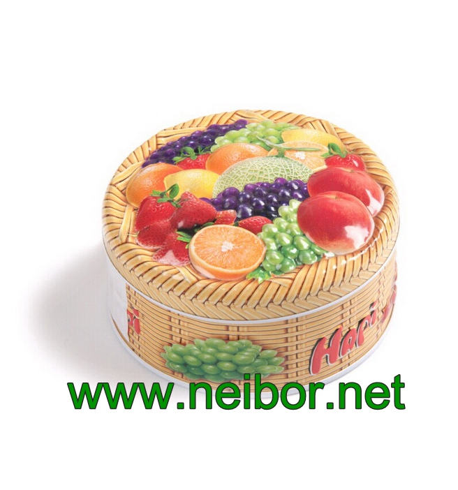 food grade round shape candy tin box with custom printing