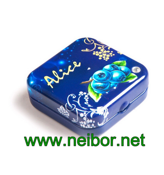 Small size square shape mint tin box with Diamond decoration