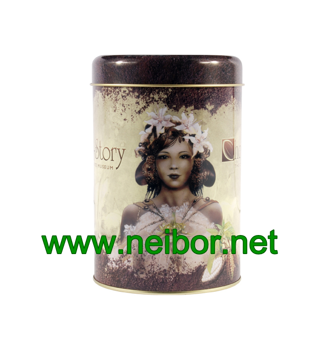 round metal tin box for chocolate packaging