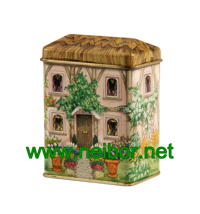 custom printing house shape tin box for chocolate packaging