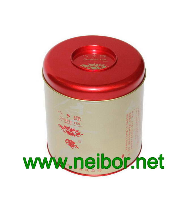 Dual functions round tea tin container tea box with 2 lids