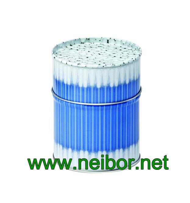 round shape cotton swabs cotton buds cotton tips packaging tin box