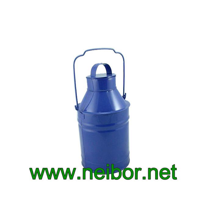 galvanized steel large size milk can with handle in powder coated blue color
