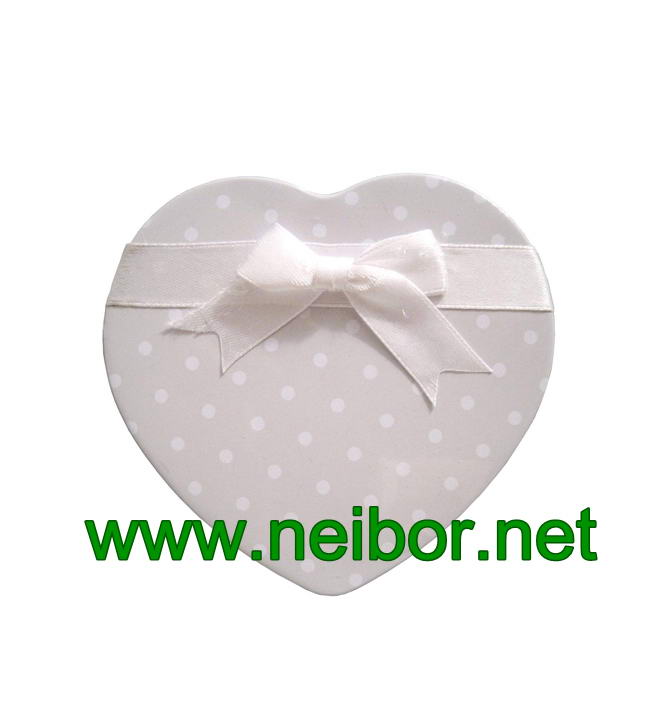 Heart shape gift card tin box with flocked tray and clear window on backside