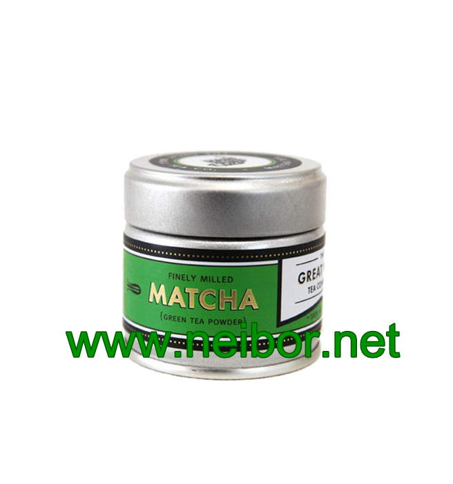 Round Tea Tin Box with Screw Lid and Peel Off Inner lid for Matcha Green Tea Powder
