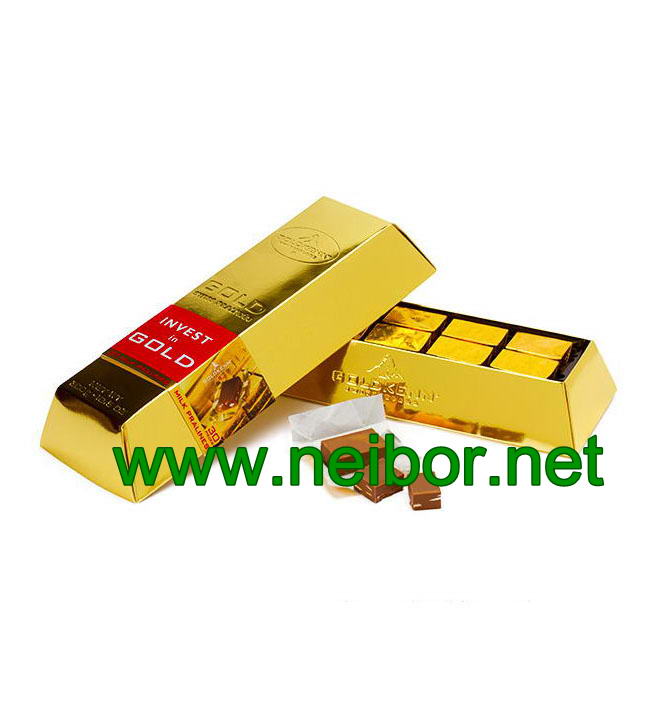Golden Bar Shape Chocolate Tin Packaging Box