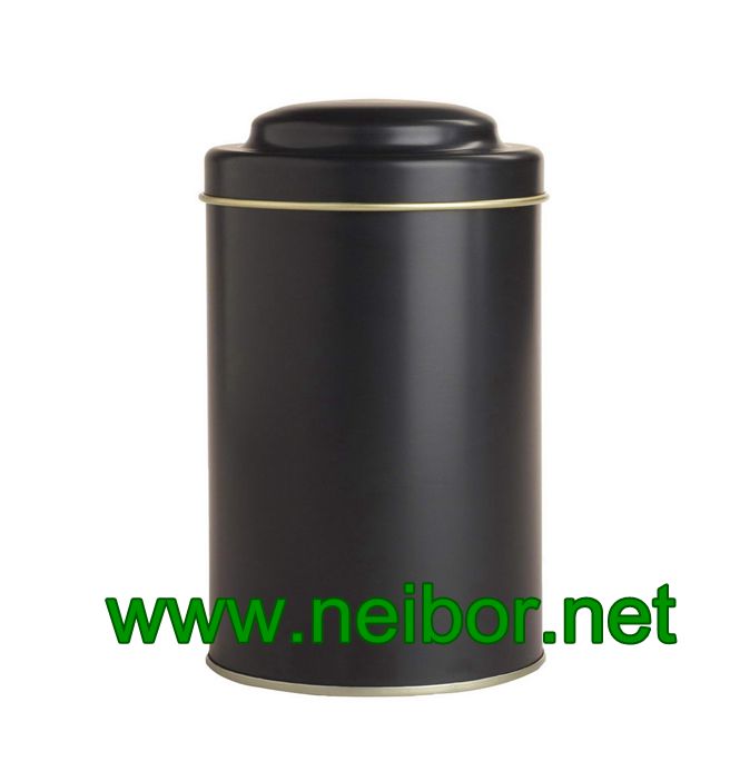 Matt black tea storage tin container