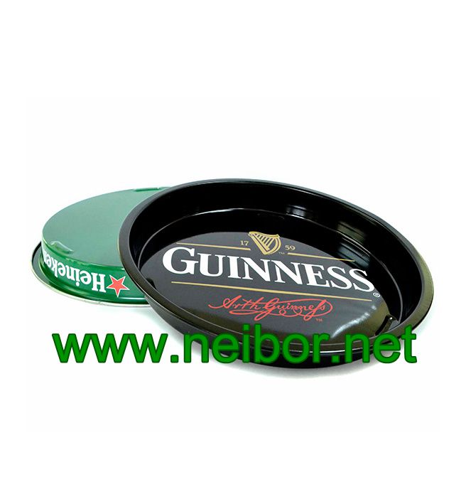 Bar use or beer promotional use large round metal tin serving tray