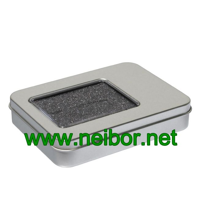 USB Flash Drive Presentation Metal Tin Box Rectangle shape with Window