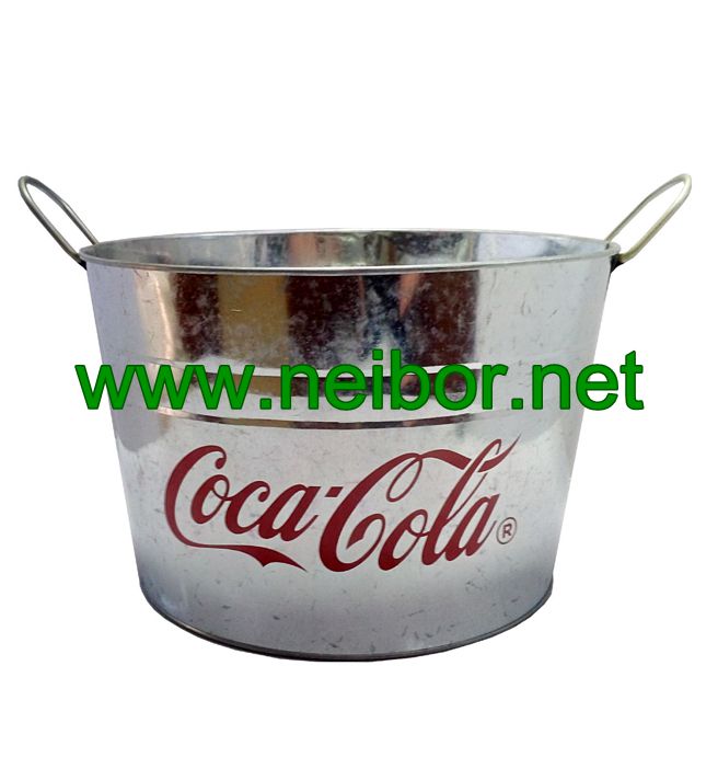 17Quarter Large size round metal tub for Coca Cola Beverage Beer Bucket
