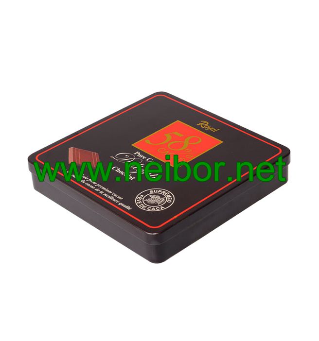 Square shape Chocolate tin box with hinges for Korea Brands Royal Lotte