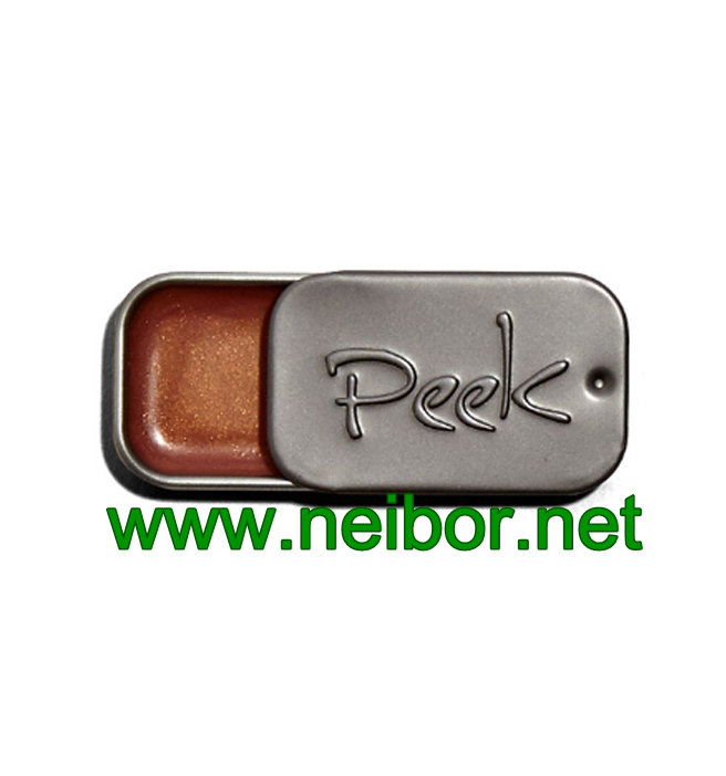 Mini size lipbalm tin box with sliding lid for Peek brand cosmetic