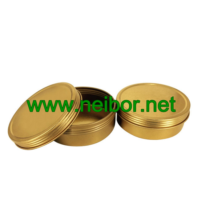 Copper color round metal tin container with screw lid