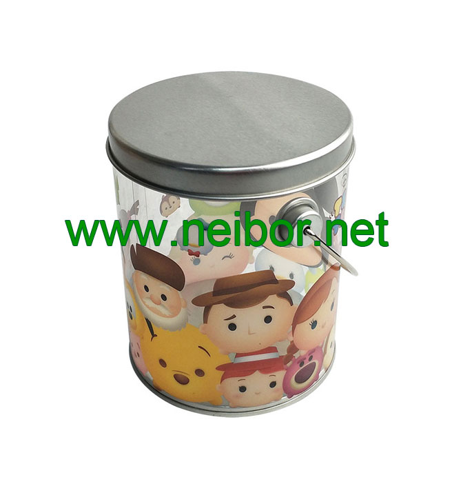 Gift & Candy packaging Clear Plastic tube PVC Paint Can with metal tin lid and bottom