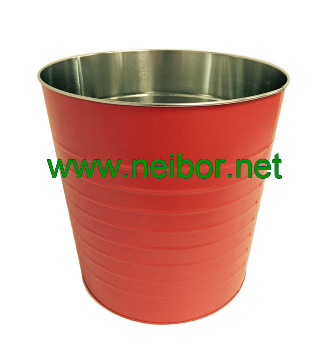 indoor & office use custom printing cone shape metal trash can tin bucket with raised rings
