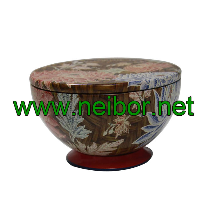 bowl shape deep drawn candle tin container with pedestal