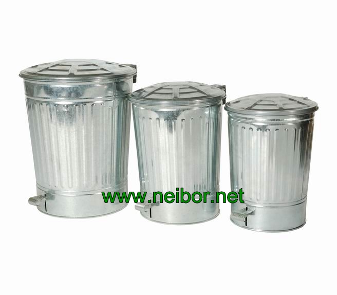 galvanized pedal bins