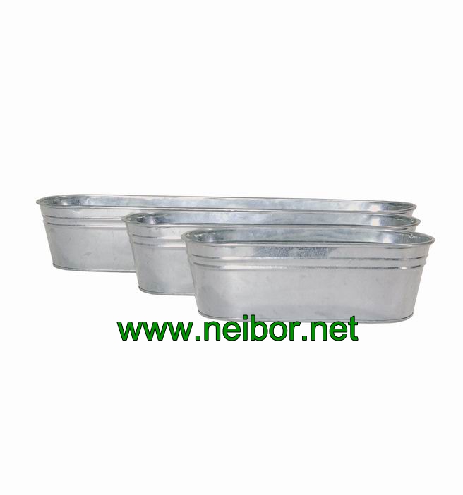 galvanized oval long pot