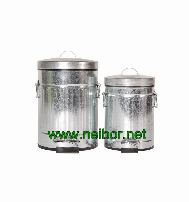 galvanized round pedal bins 3L 5L