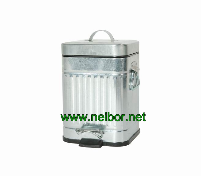 galvanized square pedal bins 3L