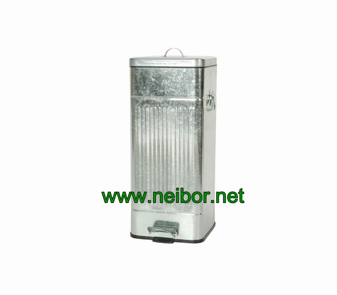 galvanized square pedal bins 20L 30L