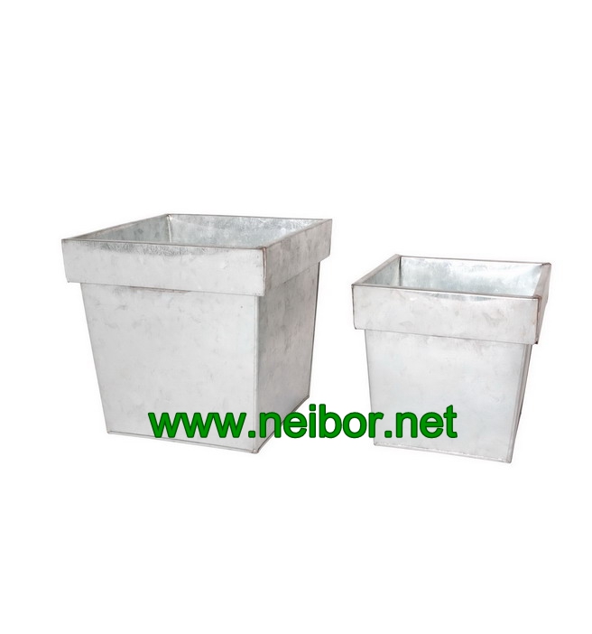 galvanized square flower pots