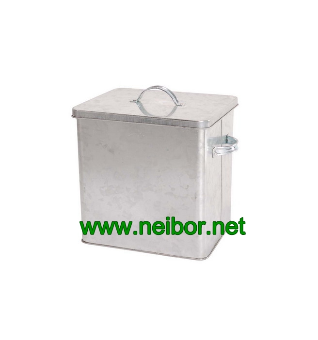square metal box with lid&handle
