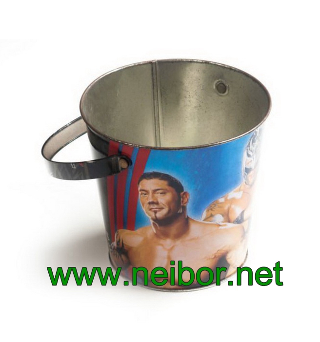 CMYK 4C custom printing tinplate bucket with handle