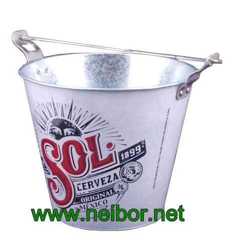 custom printing galvanized ice bucket with bottle opener