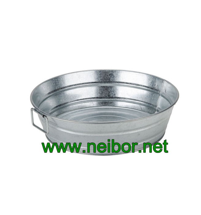 Round galvanized metal beverage tub