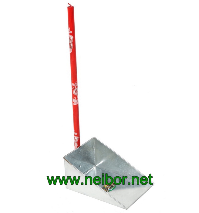 Galvanized steel metal dust pans with wooden handle