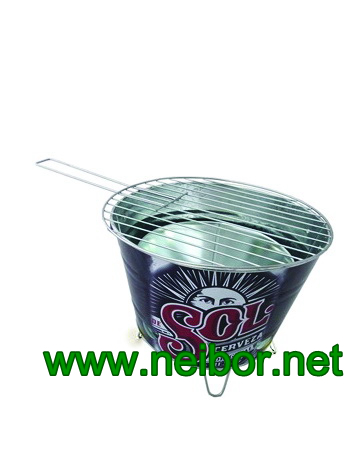 Galvanized Steel BBQ Bucket BBQ Grill with Customized LOGO Printing