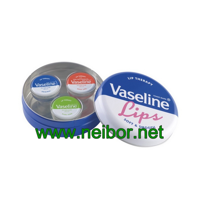 Christmas holiday Vaseline lip balm gift tin set