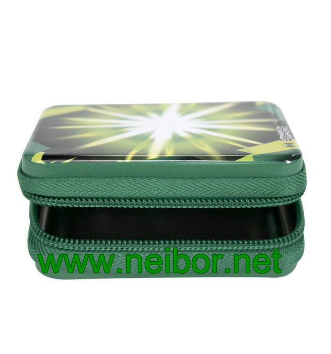 Rectangular shape zipper metal tin case coins tin purse