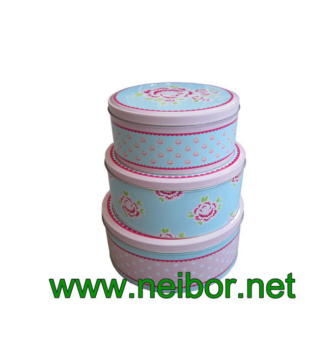 metal tin cake storage cans set/3